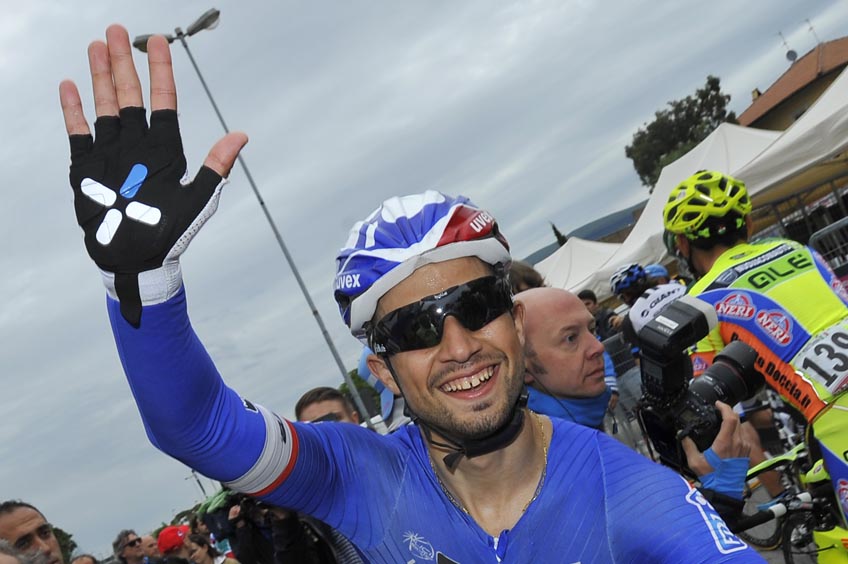 La felicità di Nacer Bouhanni all'arrivo della 7a tappa del Giro d'Italia - Frosinone-Foligno © Photo La Presse/RCS Sport